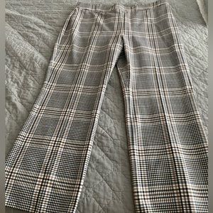 Plaid ladies pants black beige blue Ann Taylor’s side zipper
